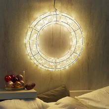 Cargar imagen en el visor de la galería, Corona de Navidad Luminosa Metal 3D con Luces LED Calida Plata Para Decoración de Navidad Interior