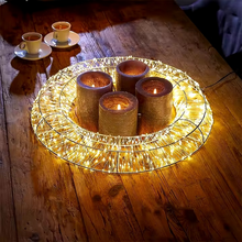 Cargar imagen en el visor de la galería, Corona de Navidad Luminosa Metal 3D con Luces LED Calida Plata Para Decoración de Navidad Interior