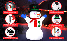 Cargar imagen en el visor de la galería, Muñeco de Nieve Inflable 120cm Luces LED Exterior Interior Decoración Navidad Incl. Bomba Eléctrica
