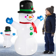 Cargar imagen en el visor de la galería, Muñeco de Nieve Inflable 120cm Luces LED Exterior Interior Decoración Navidad Incl. Bomba Eléctrica