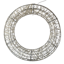 Cargar imagen en el visor de la galería, Corona de Navidad Luminosa Metal 3D con Luces LED Calida Plata Para Decoración de Navidad Interior