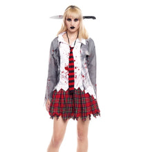Cargar imagen en el visor de la galería, Disfraz Colegiala Zombi Mujer Adulto Para Halloween Carnaval Teatro