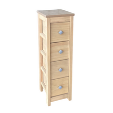 Cargar imagen en el visor de la galería, Mueble Auxiliar Cajonera Estrecho de Madera de Pino Natural Color Roble Claro Madera Natural