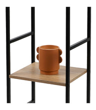 Cargar imagen en el visor de la galería, Estantería Mesita de Noche Dormitorio Elegante Negro y Madera 2, 3, 4 Niveles Soportes Laterales de Metal