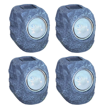 Cargar imagen en el visor de la galería, Luces Solares tipo Piedra para Jardín (Set de 4) - Luz LED Fría, Auto Encendido, Ideal para Macetas y Senderos