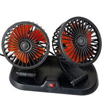 Cargar imagen en el visor de la galería, Ventilador para Coches Camiónes doble cabezas Giratorios 360º con sus Mangos Ajustable con Enchufe de mechero (12V / 24 V)