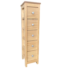 Cargar imagen en el visor de la galería, Mueble Auxiliar Cajonera Estrecho de Madera de Pino Natural Color Roble Claro Madera Natural