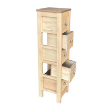 Cargar imagen en el visor de la galería, Mueble Auxiliar Cajonera Estrecho de Madera de Pino Natural Color Roble Claro Madera Natural