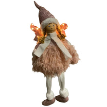 Cargar imagen en el visor de la galería, Figura de Ángel Rosa con Alas Iluminacion 14 Luces de LED para Decoracion de Navidad