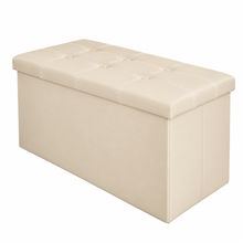 Cargar imagen en el visor de la galería, Puf Baúl Almacenaje Plegable 76x38x36 cm - Banco Otomana de Piel Sintética con Tapa Acolchada, Zapatero y Organizador Multiusos para Salón, Dormitorio y Recibidor