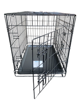 Cargar imagen en el visor de la galería, Transportín de Perro de 2 Puertas, Jaula para Perro Gato Animales Mascota Plegble con Asa Metal Alambre Con Bandeja Plástico Extraible