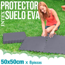 Cargar imagen en el visor de la galería, Protector suelo Intex para piscinas 50x50x0.5cm 8 piezas Color Gris