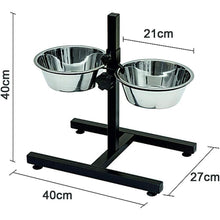 Cargar imagen en el visor de la galería, Comederos Bebedero para Perros Acero Inoxidable con Pie Soporte Juego de Cuencos Elevados Altura Ajustable 3 Tamaño Elegir