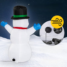 Cargar imagen en el visor de la galería, Muñeco de Nieve Inflable 120cm Luces LED Exterior Interior Decoración Navidad Incl. Bomba Eléctrica