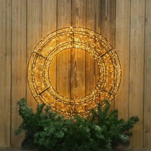 Cargar imagen en el visor de la galería, Corona de Navidad Luminosa Metal 3D con Luces LED Calida Plata Para Decoración de Navidad Interior