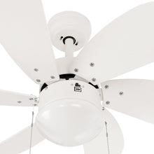 Cargar imagen en el visor de la galería, Ventilador de techo con luz Led, 6 aspas, Utrasilencioso, 3 velocidades de ventilación, 81 cm de diámetro, 70 W - Gerimport