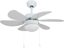 Cargar imagen en el visor de la galería, Ventilador de techo con luz Led, 6 aspas, Utrasilencioso, 3 velocidades de ventilación, 81 cm de diámetro, 70 W - Gerimport