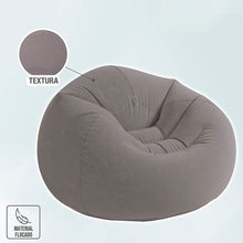 Cargar imagen en el visor de la galería, Intex 68579NP - Sillón hinchable beanless con vinilo resistente al agua y acabado aterciopelado suave al tacto 107 x 104 x 69 cm gris