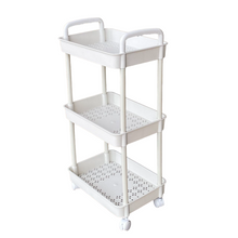 Cargar imagen en el visor de la galería, TENDANCE Estanteria Carro de 3 Bandejas Respirable de Plástico con Ruedas Blanco Para Baño