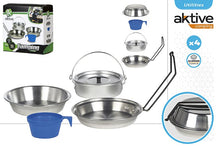 Cargar imagen en el visor de la galería, Set de Cocina Aluminio SARTEN+FIAMBRERA+PLATO+ MUG para Camping Sport , Batería cocina camping