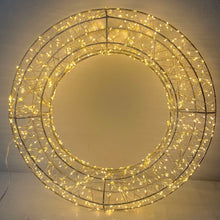 Cargar imagen en el visor de la galería, Corona de Navidad Luminosa Metal 3D con Luces LED Calida Plata Para Decoración de Navidad Interior