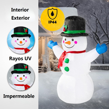Cargar imagen en el visor de la galería, Muñeco de Nieve Inflable 120cm Luces LED Exterior Interior Decoración Navidad Incl. Bomba Eléctrica