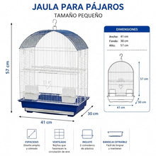 Cargar imagen en el visor de la galería, Jaula para Pájaros Mediana (57x41x30 cm) - Diseño Bóveda con Bandeja Extraíble y Accesorios (Color Aleatorio: Azul, Verde o Blanco)