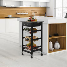 Cargar imagen en el visor de la galería, Carro de frutero verdurero de cocina con 1 cajon 3 cestas de metal, ruedas, Mueble de cocina