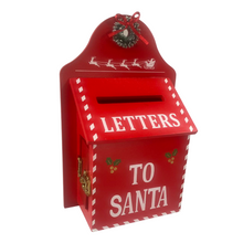 Cargar imagen en el visor de la galería, Buzón de Cartas de Madera para Decoración de Navidad - Rojo, Papá Noel y Santa Claus