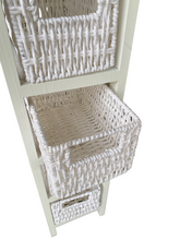 Cargar imagen en el visor de la galería, Mueble Sinfonier Cajonera MDF / Paulwonia Con 4 Cestas Trenzada - Color Blanco, Mueble de almacenaje con 4 cestas, Mesillas de noche, Muebles de dormitorio o Baño