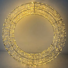 Cargar imagen en el visor de la galería, Corona de Navidad Luminosa Metal 3D con Luces LED Calida Plata Para Decoración de Navidad Interior