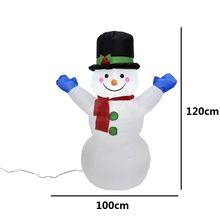 Cargar imagen en el visor de la galería, Muñeco de Nieve Inflable 120cm Luces LED Exterior Interior Decoración Navidad Incl. Bomba Eléctrica