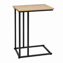 Cargar imagen en el visor de la galería, Mesa Auxiliar Forma de C para Sofá y Cama | Mesita Lateral Multiusos Compacta con Estructura de Metal y Tablero de Madera (40 x 26 x 58 cm)
