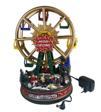 Cargar imagen en el visor de la galería, Escena Noria Con Luz 15 Led Música Navideña Movimiento ø20 x 28 cm cm para Decoracion de Navidad