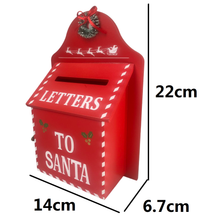 Cargar imagen en el visor de la galería, Buzón de Cartas de Madera para Decoración de Navidad - Rojo, Papá Noel y Santa Claus