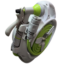 Cargar imagen en el visor de la galería, Manguera de Riesgo de Jardín con Soporte y Pistola Rociadora de 7 Funciones, Conectores de 1/2 y 3/4 Pulgadas, Manguera de Riego con Carrete Resistente Ligero y Potatíl 15 m