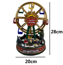 Cargar imagen en el visor de la galería, Escena Noria Con Luz 15 Led Música Navideña Movimiento ø20 x 28 cm cm para Decoracion de Navidad
