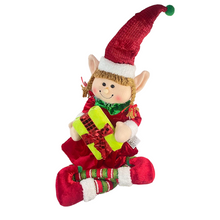 Cargar imagen en el visor de la galería, Muñeco Elfo Flandes Sentado con Regalo de Navideño Para Decoración de Navidad modelo aleatorio