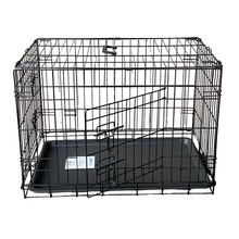 Cargar imagen en el visor de la galería, Transportín de Perro de 2 Puertas, Jaula para Perro Gato Animales Mascota Plegble con Asa Metal Alambre Con Bandeja Plástico Extraible