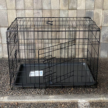 Cargar imagen en el visor de la galería, Transportín de Perro de 2 Puertas, Jaula para Perro Gato Animales Mascota Plegble con Asa Metal Alambre Con Bandeja Plástico Extraible