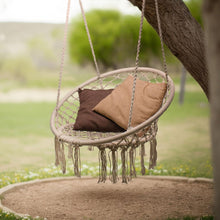 Cargar imagen en el visor de la galería, Asiento Colgante - Sillón en Cuerda de Algodón y Acero - Alto. 100 cm x Diámetro. Ø80 cm - Color Natural - Ideal para Jardín, Patio, Terraza, Balcón