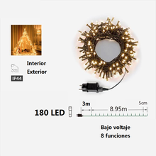 Cargar imagen en el visor de la galería, Guirnalda de Luces LED para Navidad de cable Verde - 8 funciones; Ideal para decorar árboles tanto en interiores como exteriores