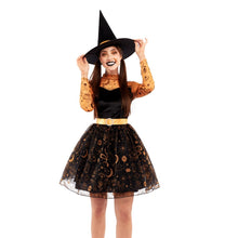 Cargar imagen en el visor de la galería, Disfraz Bruja Naranja Chica Niña Joven Jovencita Para Fiesta De Halloween Carnaval Cumpleaños Teatro