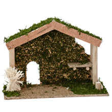 Cargar imagen en el visor de la galería, Casa Portal Madera con musgo para belén de un Nacimiento navidad diseño realista