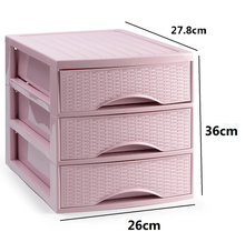 Cargar imagen en el visor de la galería, Cajonera de Sobremesa Imitación Rattan A4 con en Plástico Duro. Ideal para Organizar la Oficina