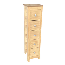 Cargar imagen en el visor de la galería, Mueble Auxiliar Cajonera Estrecho de Madera de Pino Natural Color Roble Claro Madera Natural