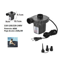 Cargar imagen en el visor de la galería, Hinchador eléctrico con 3 Adaptadores, Inflador Bomba de Aire eléctrica, 600 litros/minuto, Funcion inflar y desinflar para Colchones, Flotadores, Piscinas...