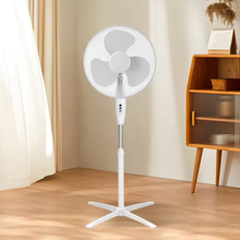 Cargar imagen en el visor de la galería, Ventilador de Pie Silencioso Redondo Oscilante 3 Velocidades Cabezal Inclinable y Altura Regulable
