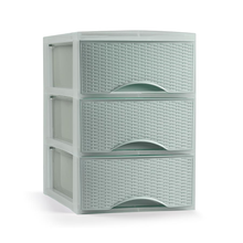 Cargar imagen en el visor de la galería, Cajonera Sobremesa de Plástico Imitación Rattan para Ordenación Decoración Hogar Oficina
