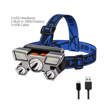 Cargar imagen en el visor de la galería, Linterna de cabeze frontal led recargables ajustable diferentes modos gran luminosidad e iluminacion para campo, camping al aire libre, escalada de montaña y minería y reparación de automóviles